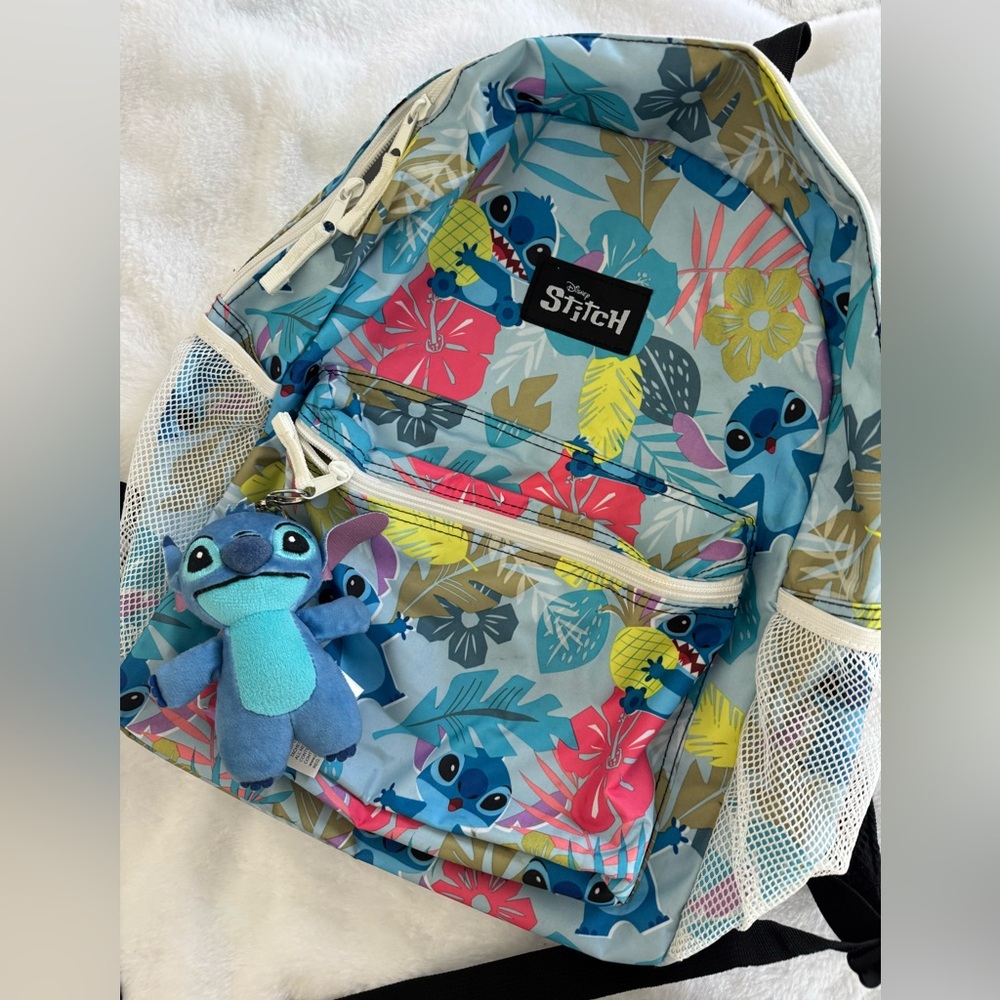Stitch Hawaiian Floral Print Backpack Tote Bag
